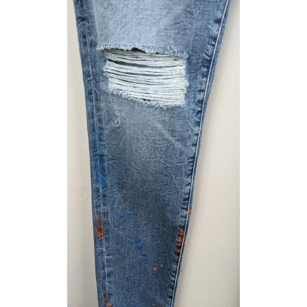 Monfrère Greyson Skinny Jeans • Size 32 • Blue Paint‎ Splatter • NWT